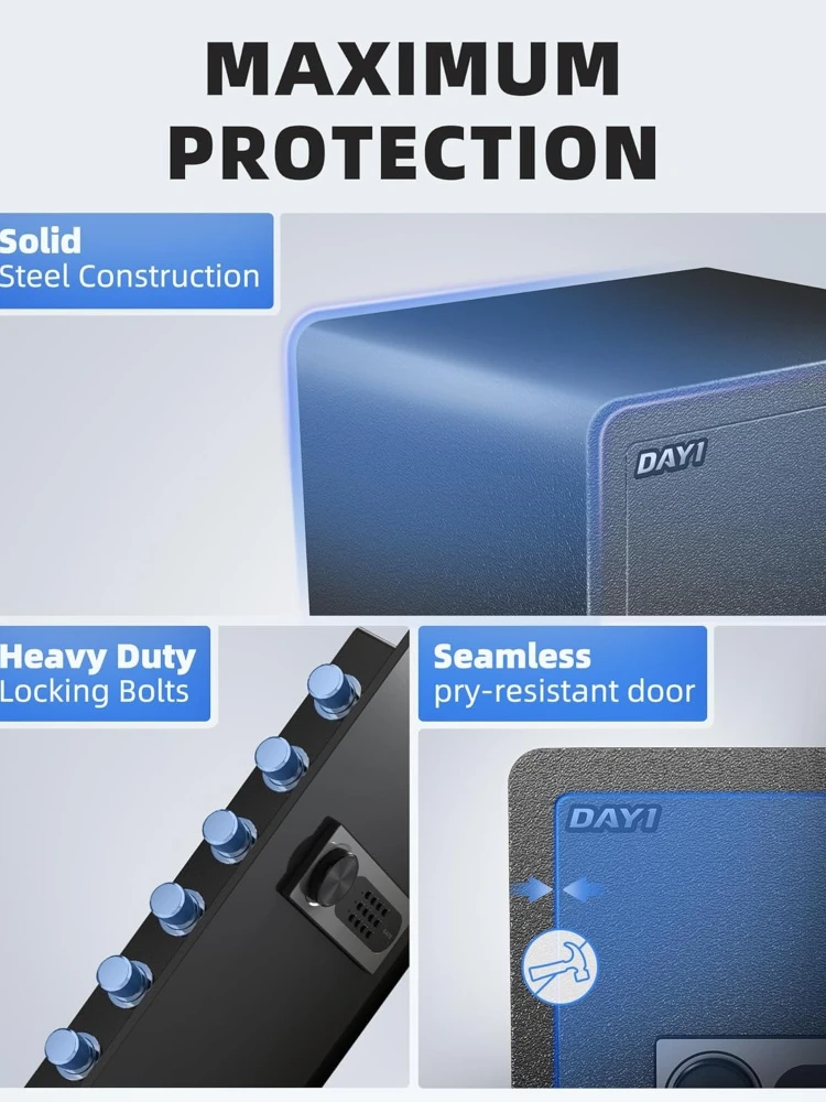 Cubic Feet Home Safes with Fireproof Waterproof Bag, Security Safe for Money Cash Documents, Digital Keypad