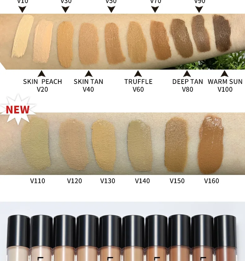 Fondotinta vegano opaco a basso MOQ di alta qualità Trucco con etichetta privata Correttore liquido per pelle scura Correttore a copertura totale Logo personalizzato