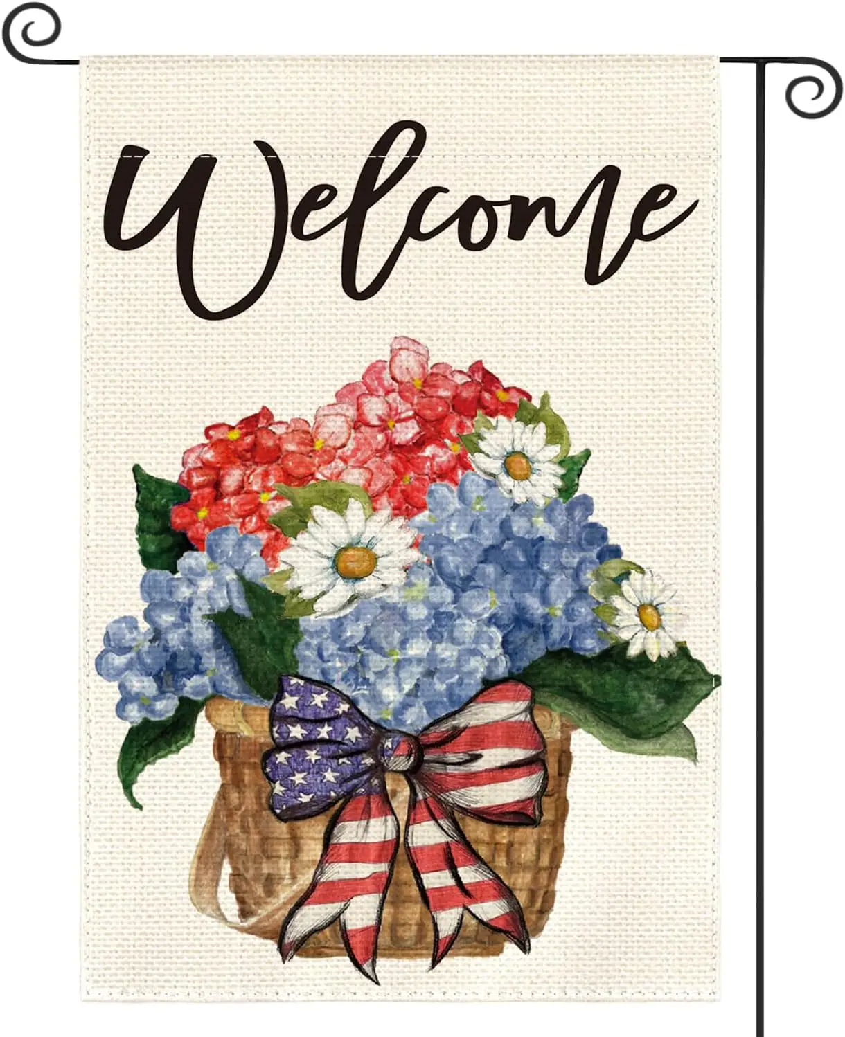 AVOIN colorlife Patriotic 4th of July Garden Flag 12x18 Inch Double Sided Outside, Stars and Stripes Floral Yard Outdoor Decorat