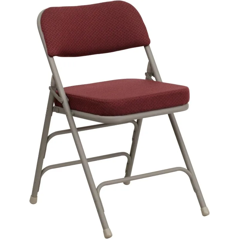 Hercules Series Metal Folding Chairs with Cushioned Seat, Fabric Upholstered Event Chairs with 300-lb.Set of 2, Burgundy