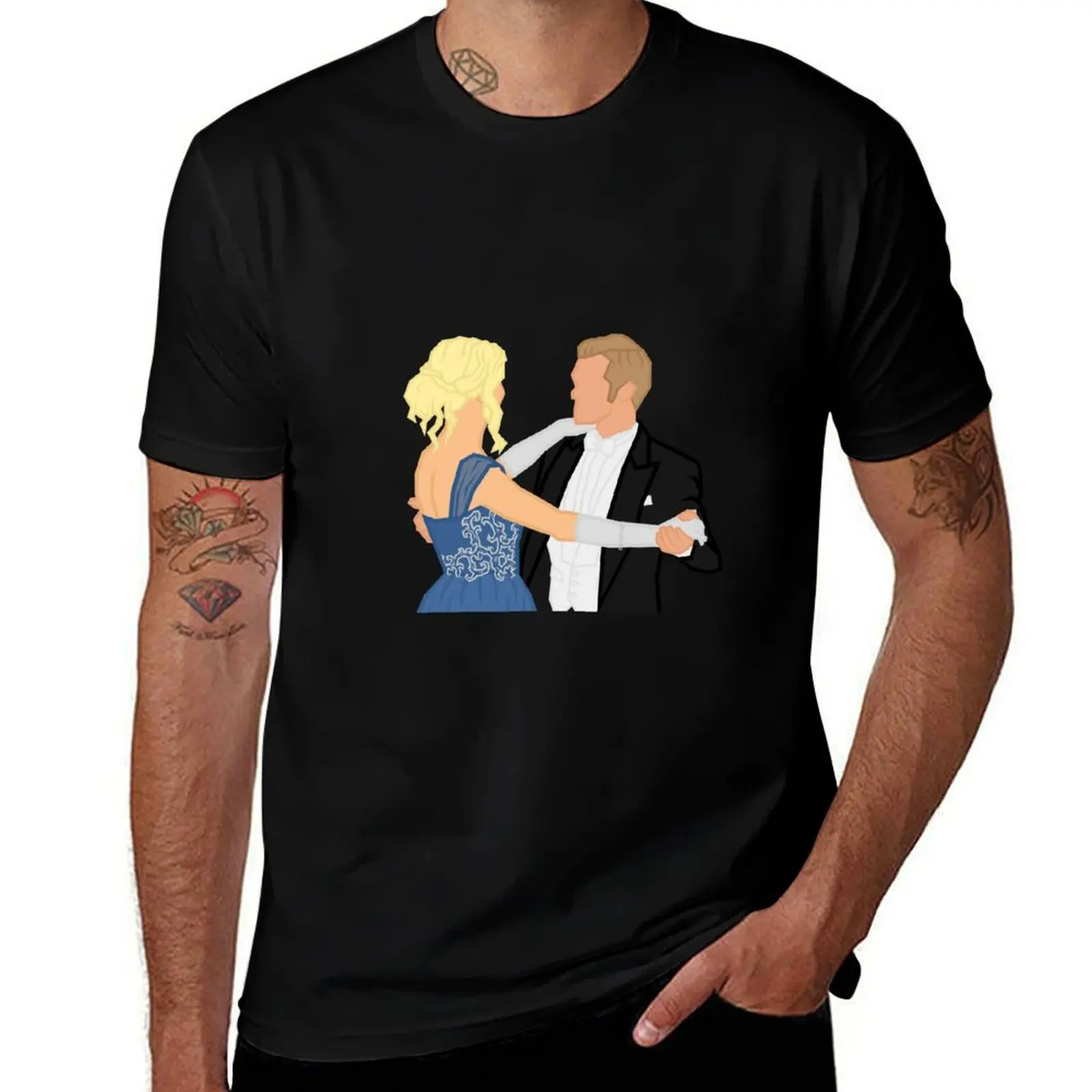 Klaus and Caroline at the Mikaelson's Ball - The Vampire Diaries T-Shirt tops anime figures mens clothes