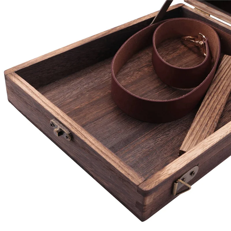 صندوق خشبي للكاتب A46M-2X، صندوق خشبي مع حقيبة كتف بغطاء مفصلي، مع مزلاج غطاء صندوق تخزين للرسم الخارجي