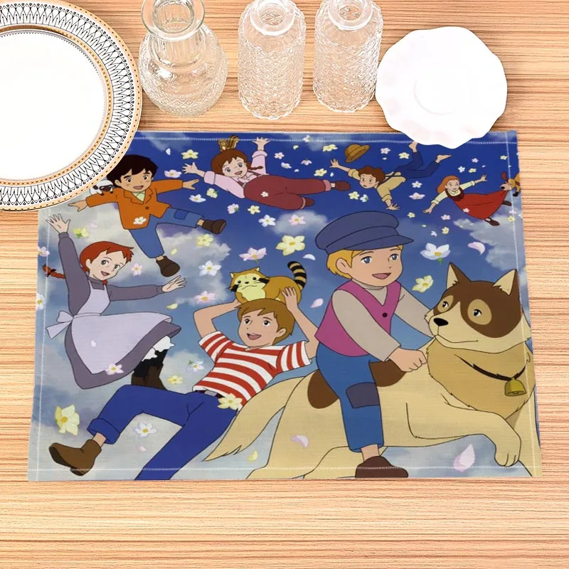 Papa' Gambalunga Print Linen Dining Table Mats Kitchen Place