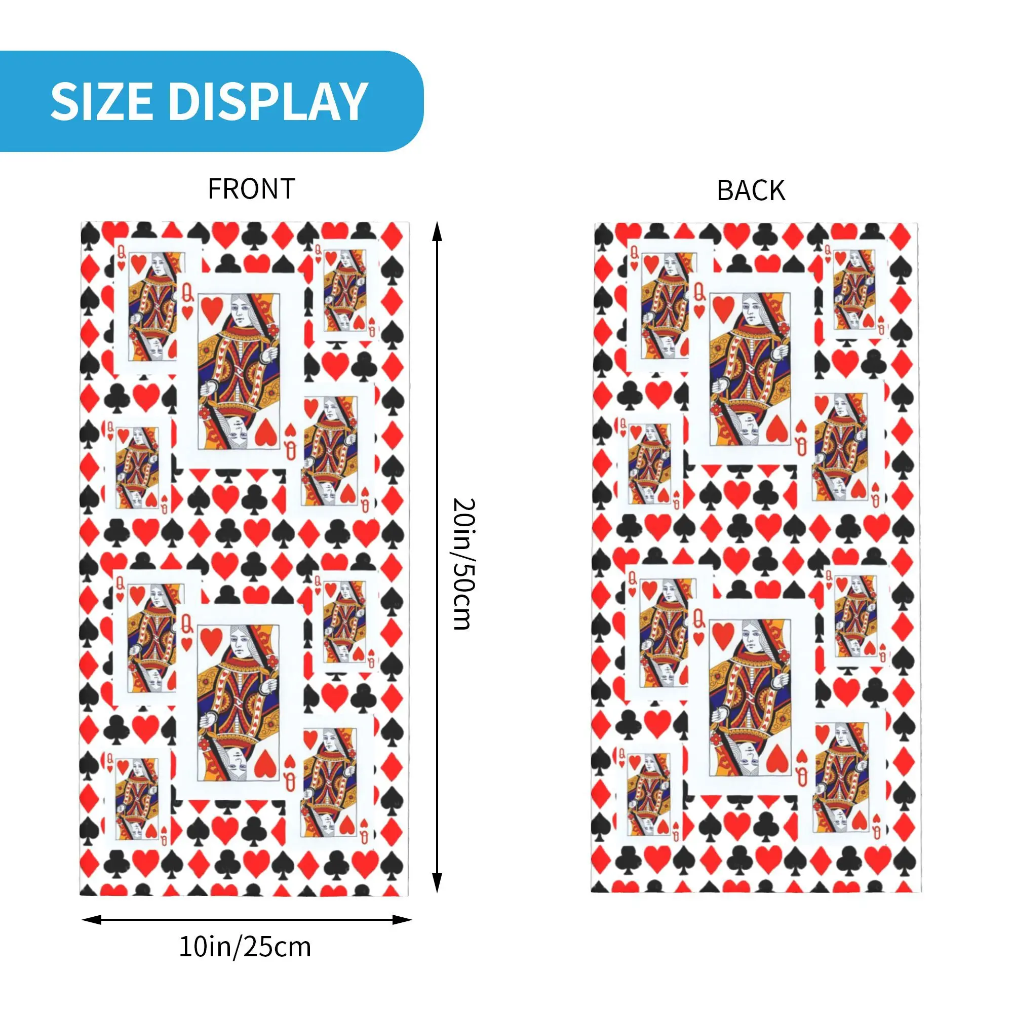 ملكة القلوب باندانا غطاء الرقبة المطبوعة التفاف قناع وشاح متعدد الاستخدام أغطية الرأس الجري للجنسين الكبار تنفس