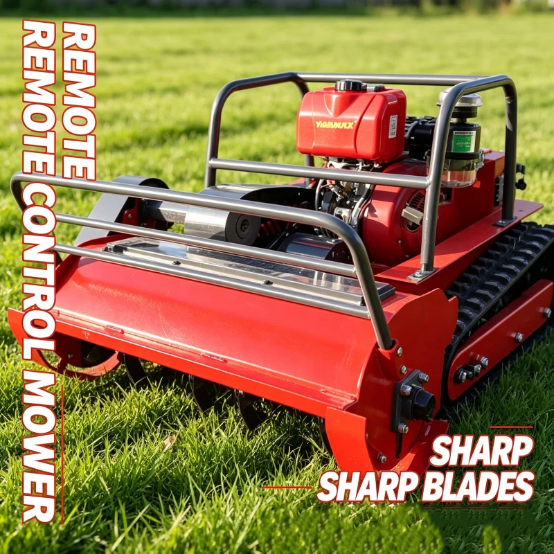 Customized Landscaping remote control lawn mower, adjustable cutting height for various lawn, track chassis fit bumpy ground