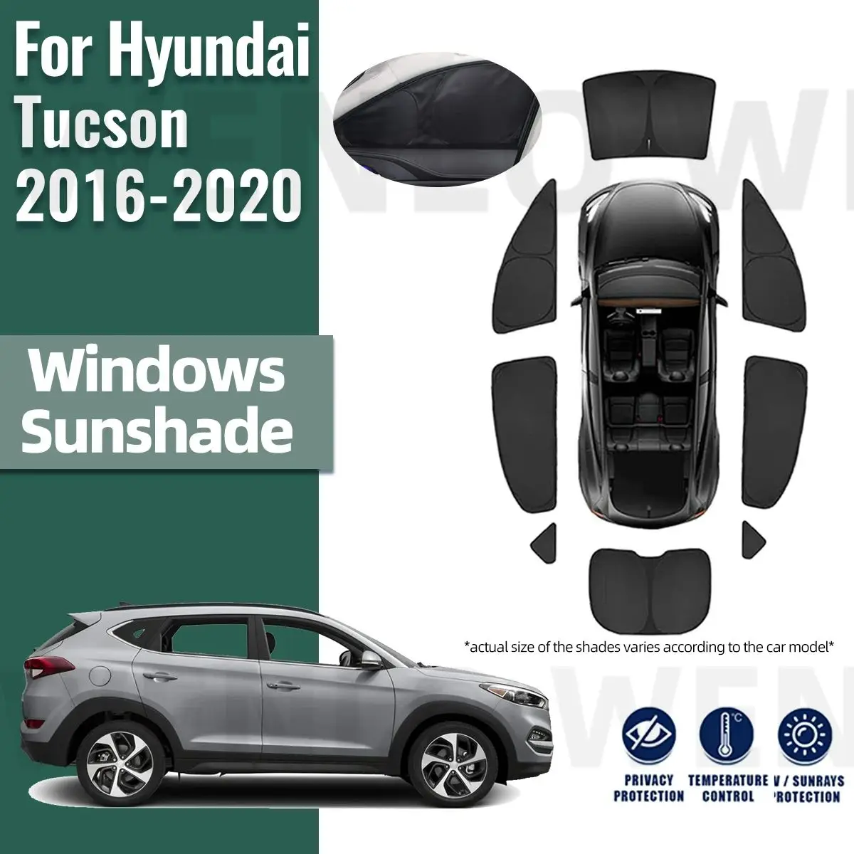 

For Hyundai Tucson TL 2016-2020 Full Cover Car Sunshade Shield Front Windshield Frame Curtain Rear Side Window Sun Shades