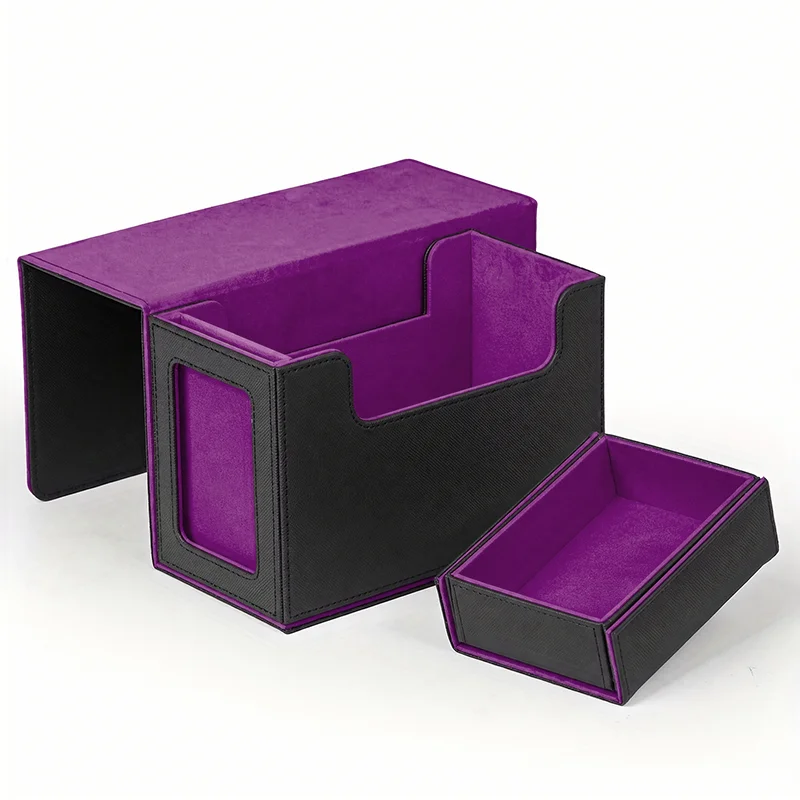 

Card Deck Box with Display Window, Perfect Christmas Gift, TCG Commander DeckBox Fits 200 Double-Sleeved Cards with Dice Tray