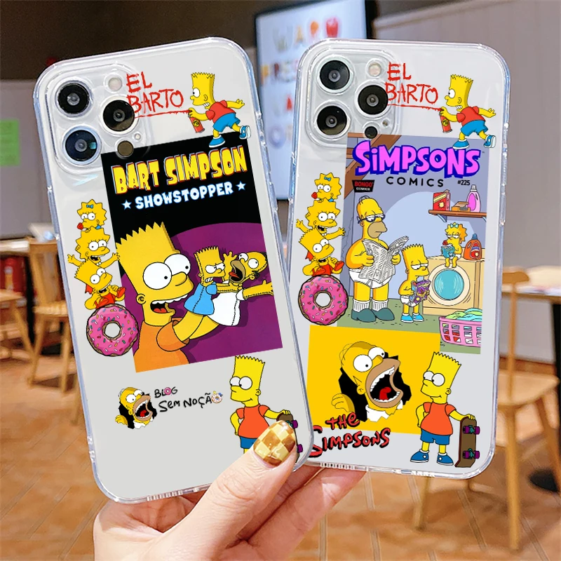 جراب هاتف Simpsons omer Bart Disney ، غطاء شفاف لهواتف Apple iPhone 15 و 14 و 13 و 12 و 11 و SE و XS و XR و X و Mini و Plus و Pro و Max