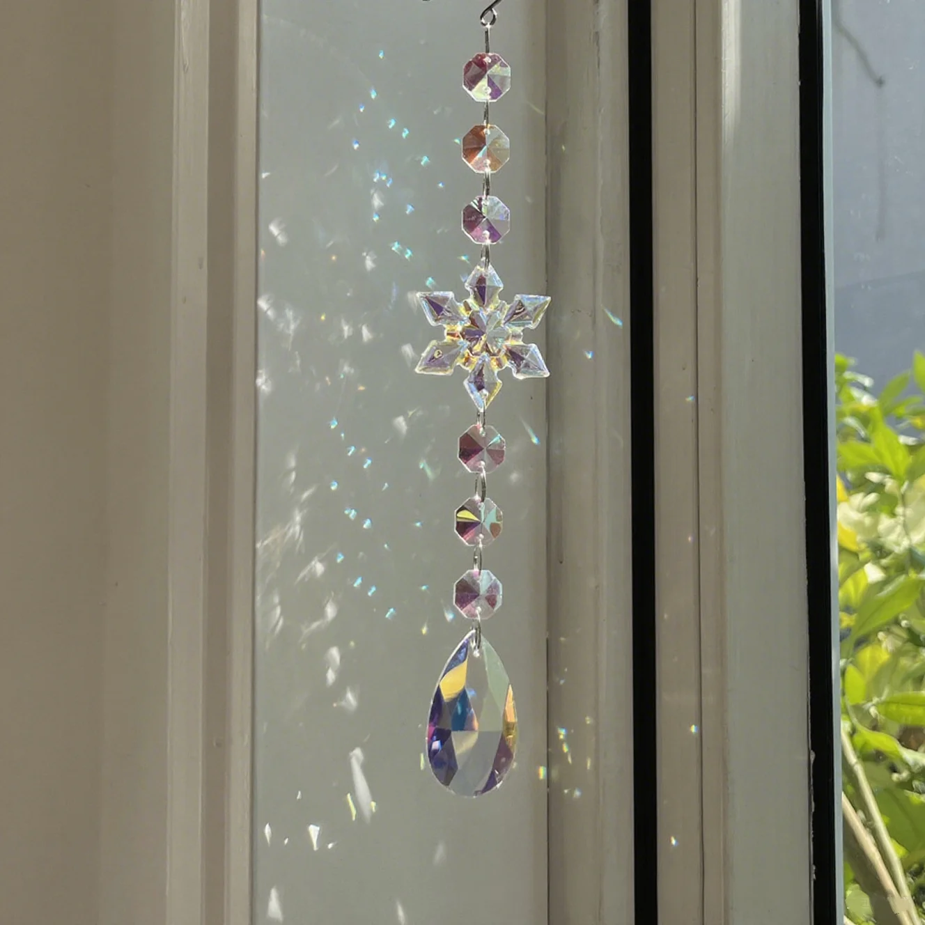 كريستال Suncatcher شجرة عيد الميلاد الحلي ، ندفة الثلج كريستال حلي معلقة لشجرة ديكور حفلات نافذة حديقة ديكور