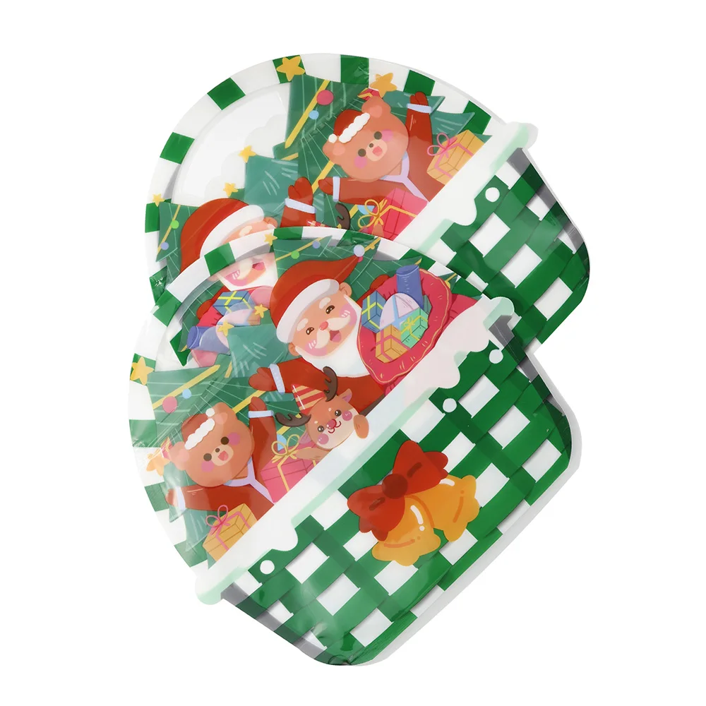 

Reusable Smell Proof Die Cut Santa Clause Basket Shaped Gift Pouch, Stand Up Printed Christmas Candy Bag, 26x25cm, 50Pcs