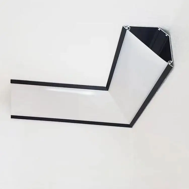New design large size 45 degree angle aluminum LED light guide plate 90 * 34mm black silver ceiling top corner LED strip