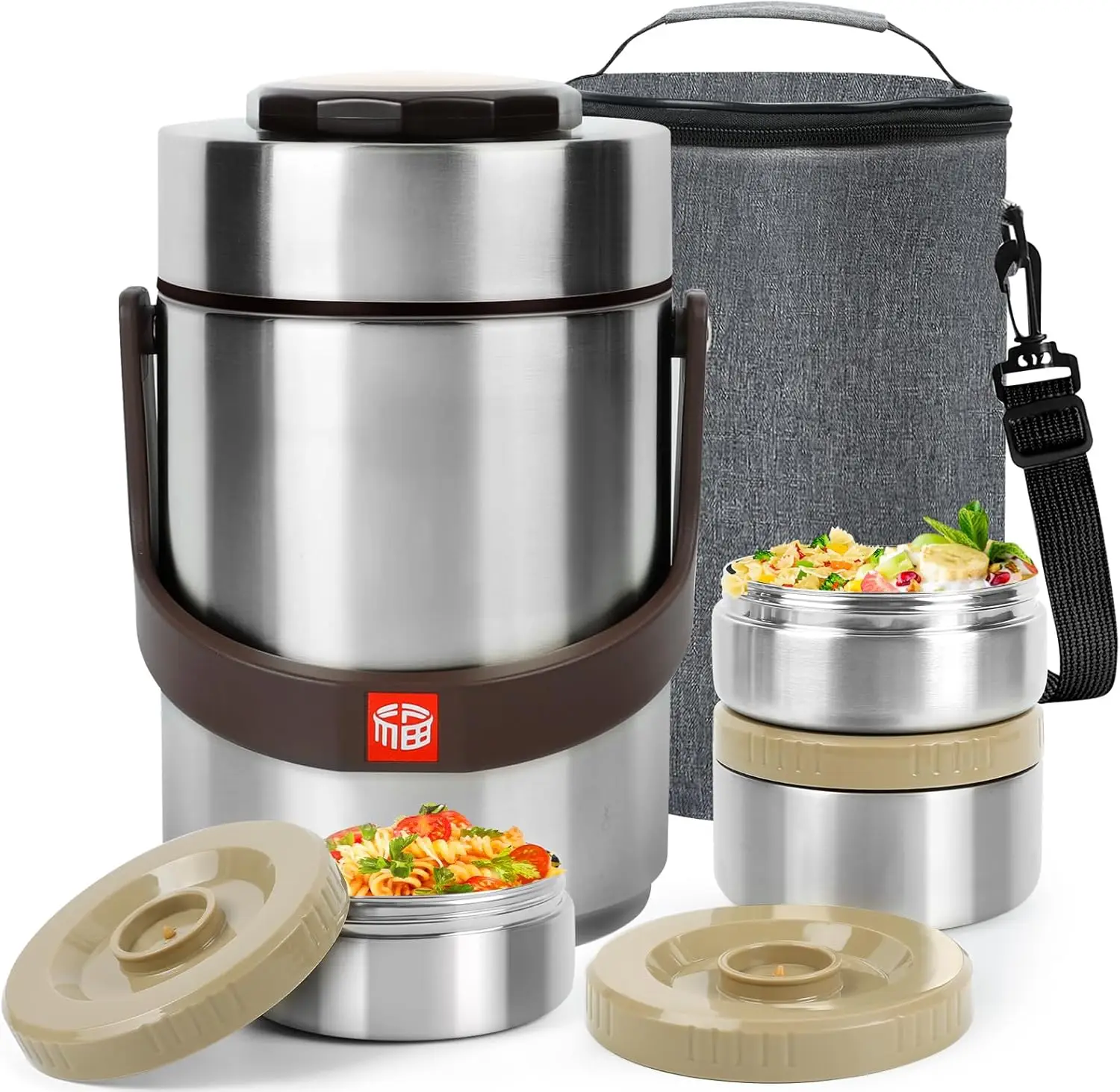 

3-Layer Insulated Food Container with Lunch Bag, 67 Oz Thermo for Hot Meals, Ideal Office School Outdoor Dining