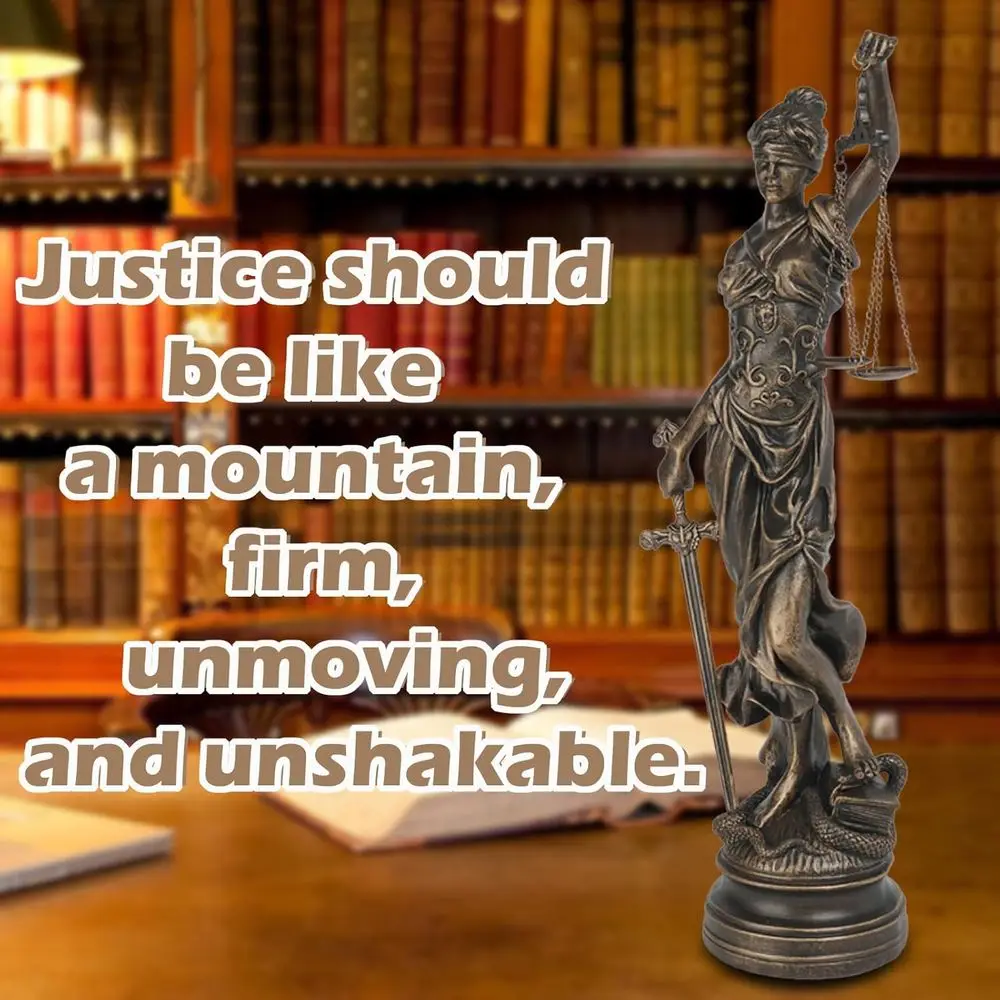 تمثال العدالة الكبير من الراتنج على الطراز العتيق، 21.5 ساعة، المحامي اليوناني الروماني مع موازين وسيف لديكور المنزل أو المكتب