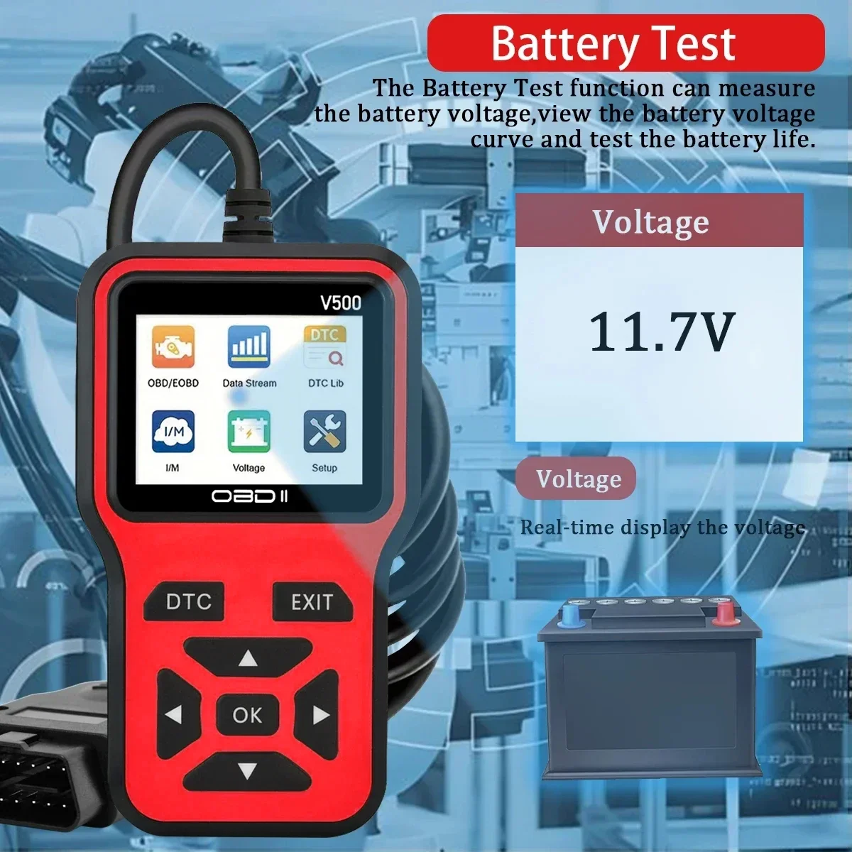 【2026 New】V500 Professional OBD2 Scanner Code Reader DTC Lookup 8 Languages 9 Protocols for All Cars After 1996