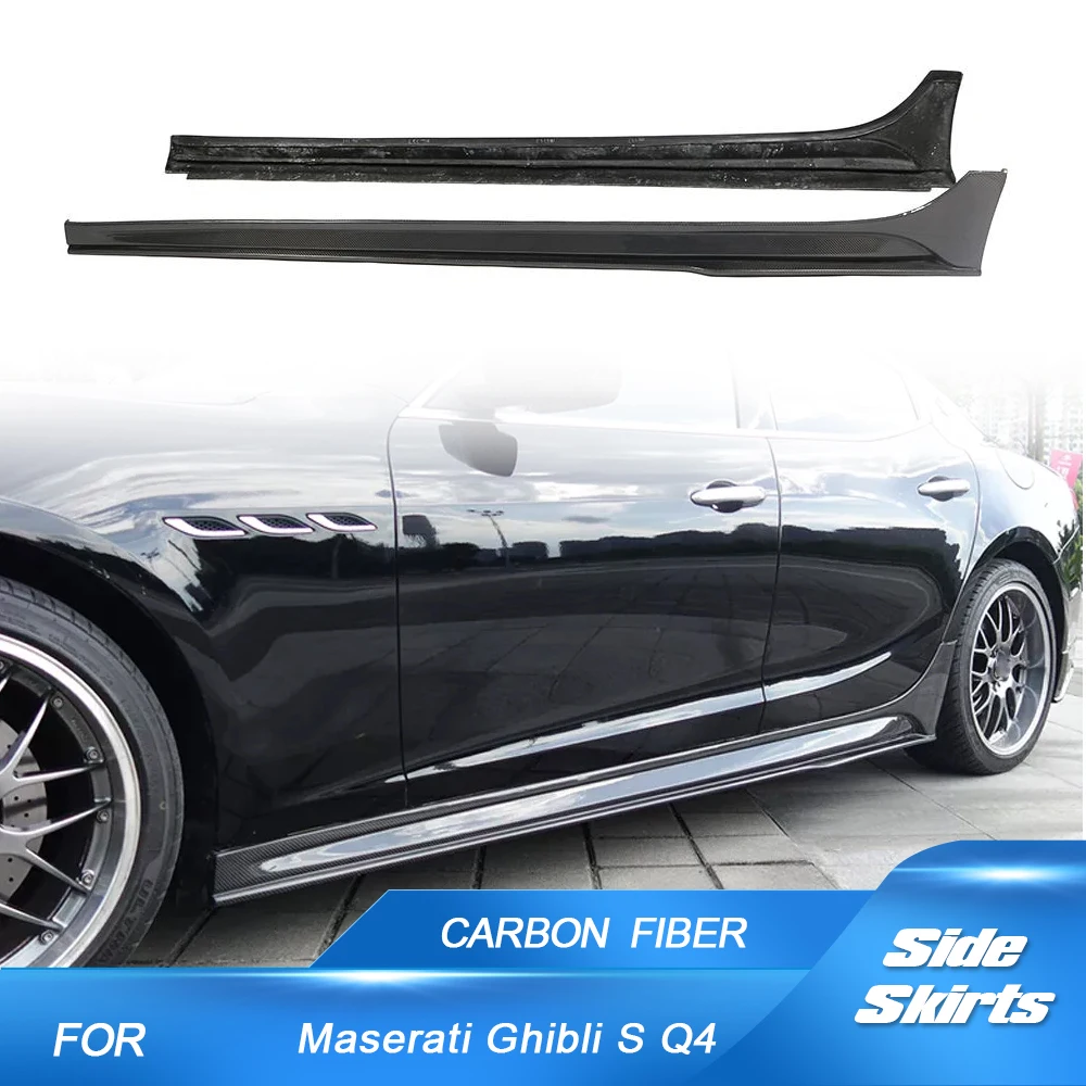 Car Side Skits Extension Lip Blades For Maserati Ghibli Sedan 2014-2019 Carbon Fiber Car Side Skirt Extension Spoiler Protection