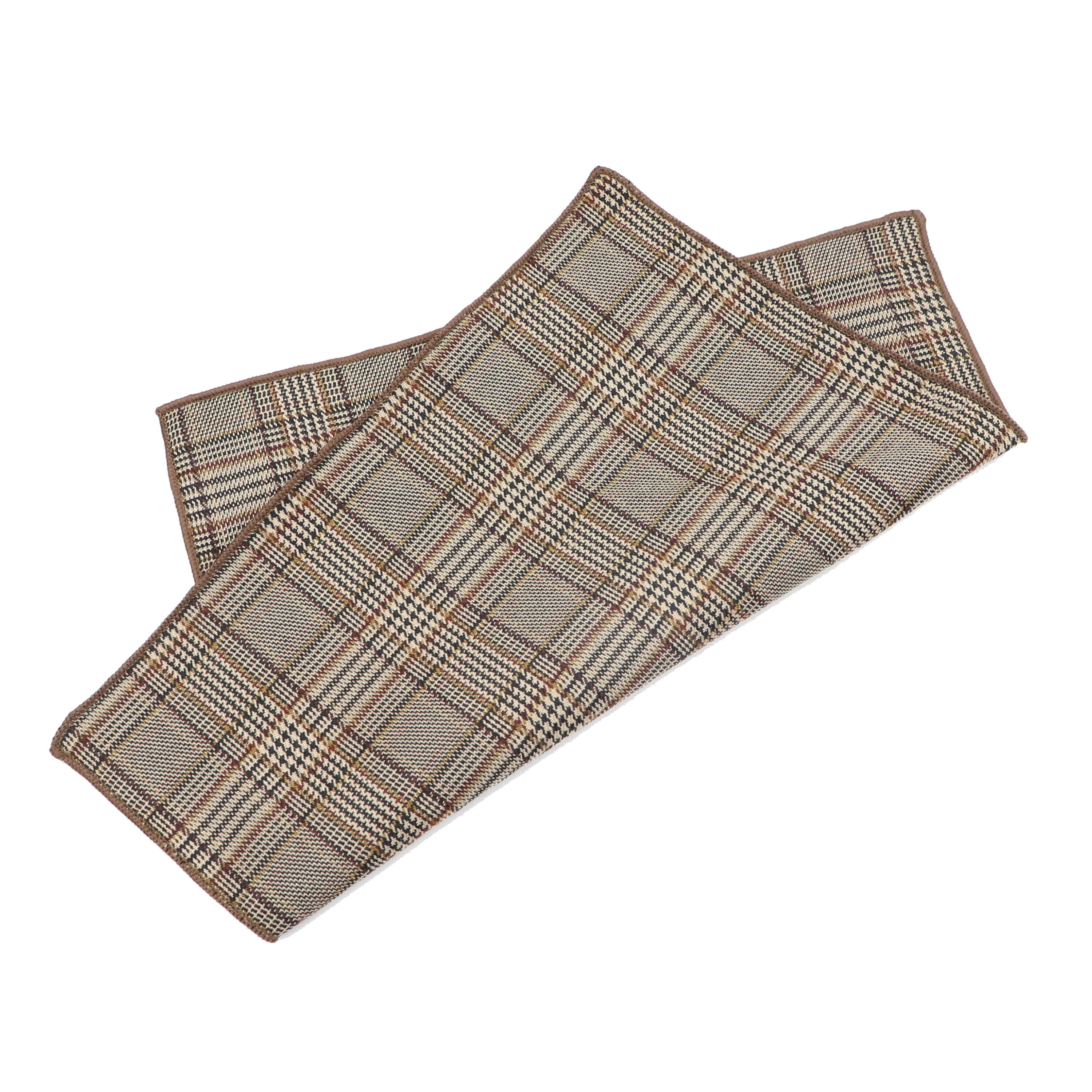 Cotton Classic Plaid Striped Pocket Square 24cm Hankies Brown Suit Party Daily Wear Handkerchief Tuxedo Gift Accessory For Man