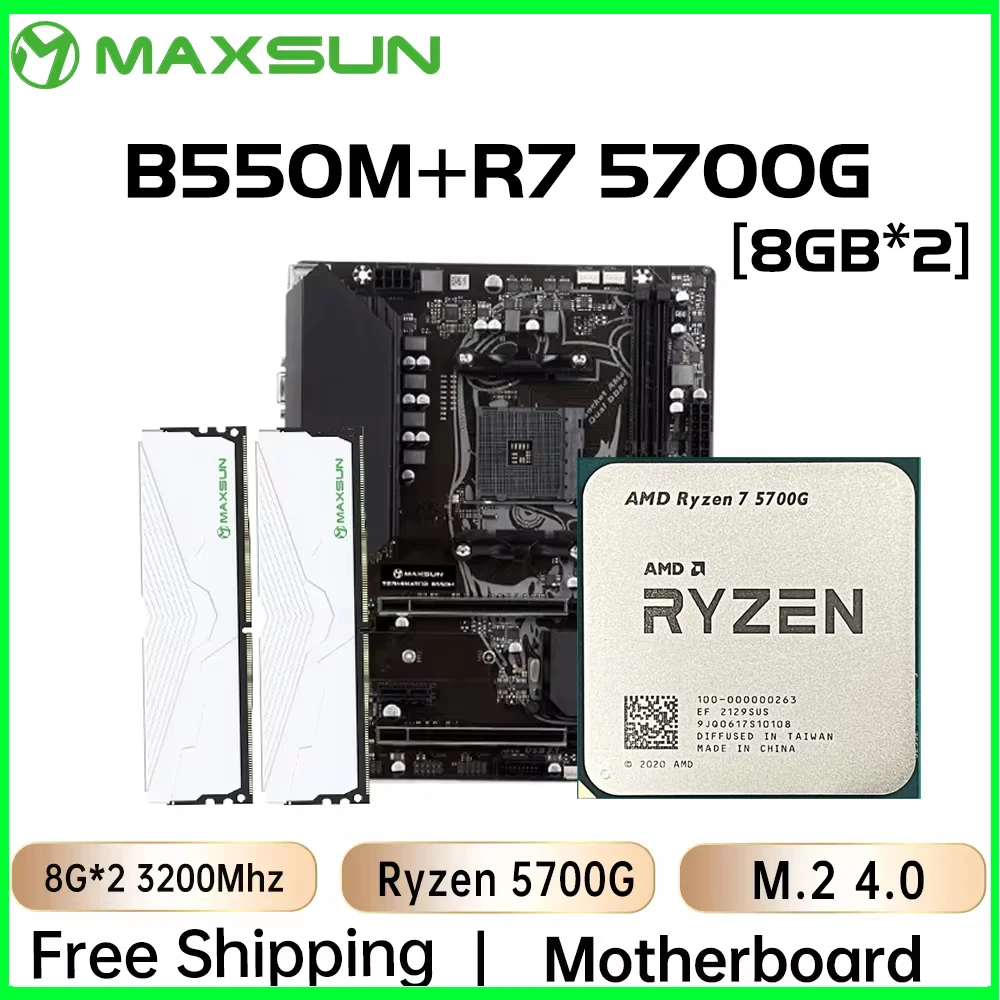 MAXSUN 데스크탑 컴퓨터 게임용 AMD 메인보드 세트, B550M, Ryzen 7 5700G CPU RAM DDR4 16GB (8GB * 2) 3200MHz 마더보드 키트  Best5