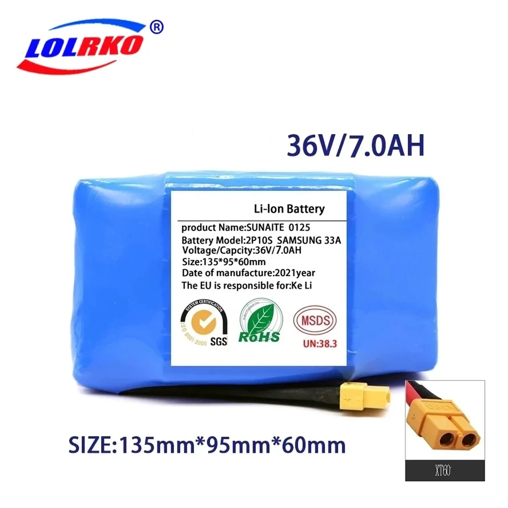 

Genuine 36V Battery Packs 7000Mah 7.0Ah Rechargeable Lithium Ion Battery For Electric Self Balancing Scooter Hoverboard Unicycle