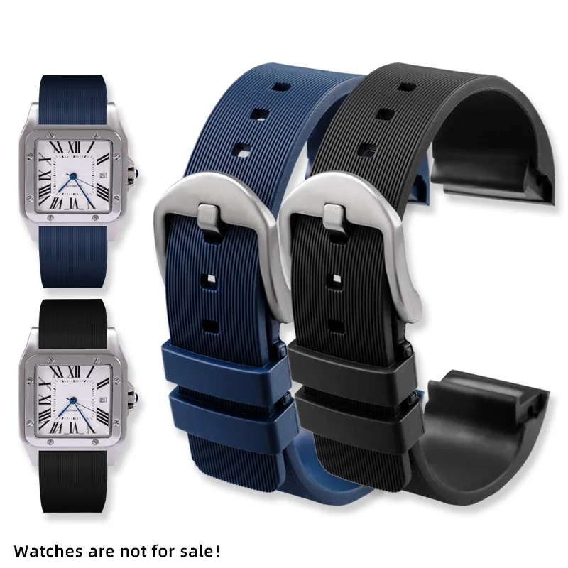20mm 23mm Special Interface Rubber Strap For Cartier Santos 100 Men and Women Waterproof Silicone watch Band Bracelet