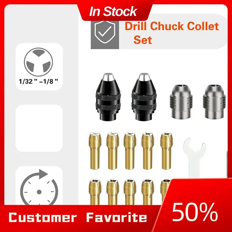 AT03 Top Drill Chuck Collet Set For Dremel, 16PCS 0.8-3.2Mm Replacement 4486 Drill Keyless Bit Chuck Shank Quick Change Adapter
