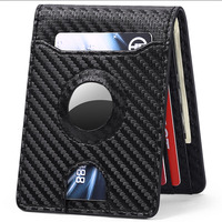 AirTag Wallet Mens Carbon Fiber Slim RFID Blocking Bifold Credit Card Holder Case Money Clip for Apple Air Tag Wallets for Men