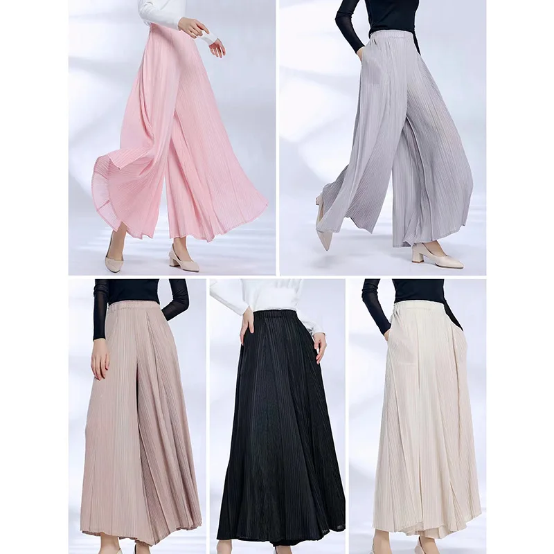TOP QUALITY ISSEYS MIYAKES Elegant Fashion Pleated Wide Leg Casual Pants Autumn Hundred Loose Solid Color Pants
