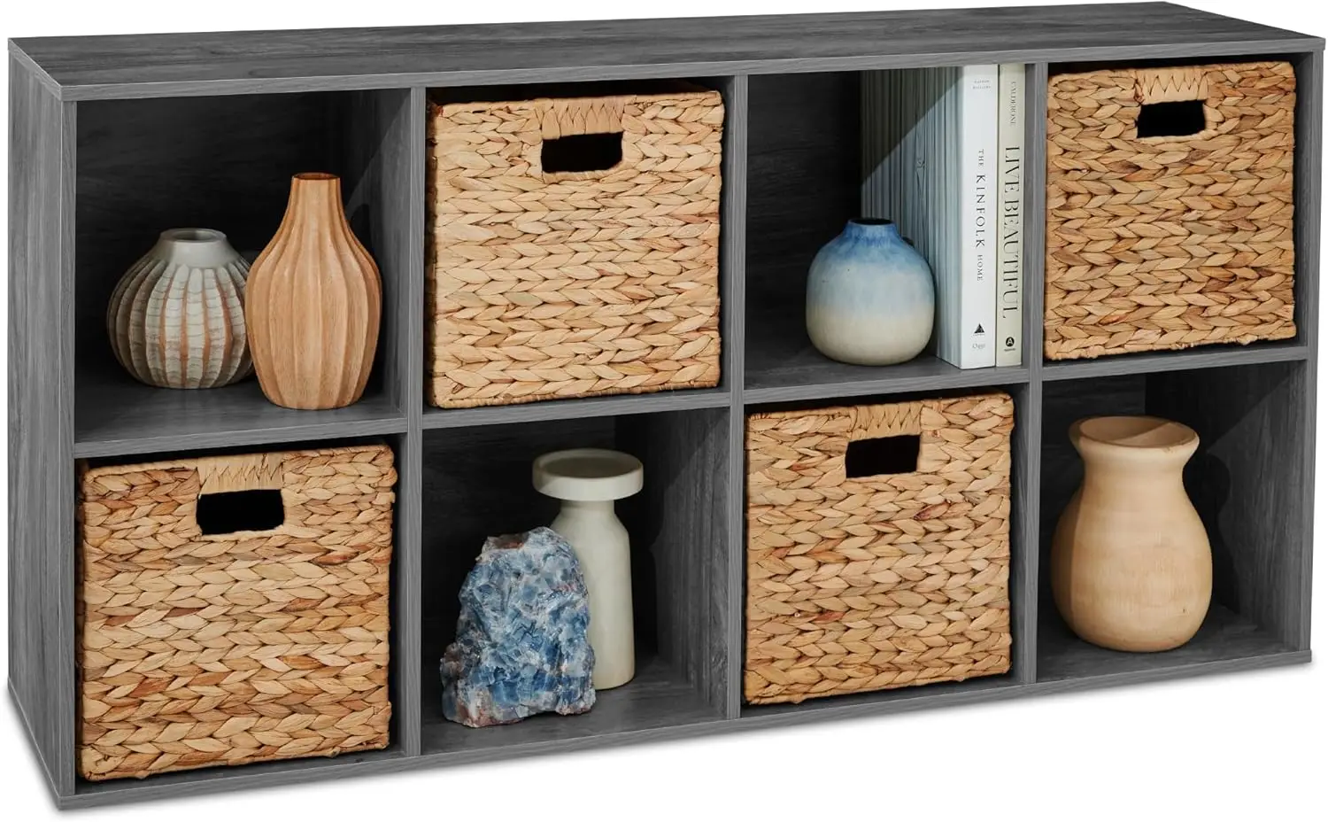

8-Cube Storage Organizer 11in Shelf Opening Bookcase Display Shelf Customizable w 3 Removable Back Panels u2013 Dark Gray