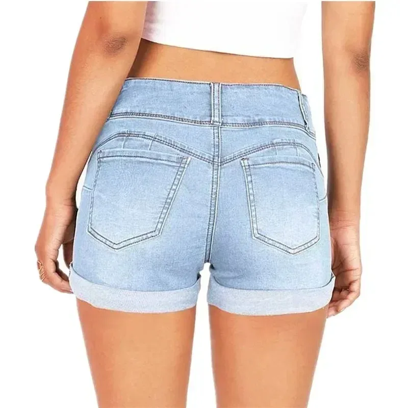 Women's s-3xl New Summer Fashion Waistband Denim Stretch Fabric Shorts Casual Versatile Street Shorts Hot and Spicy Trendy Items