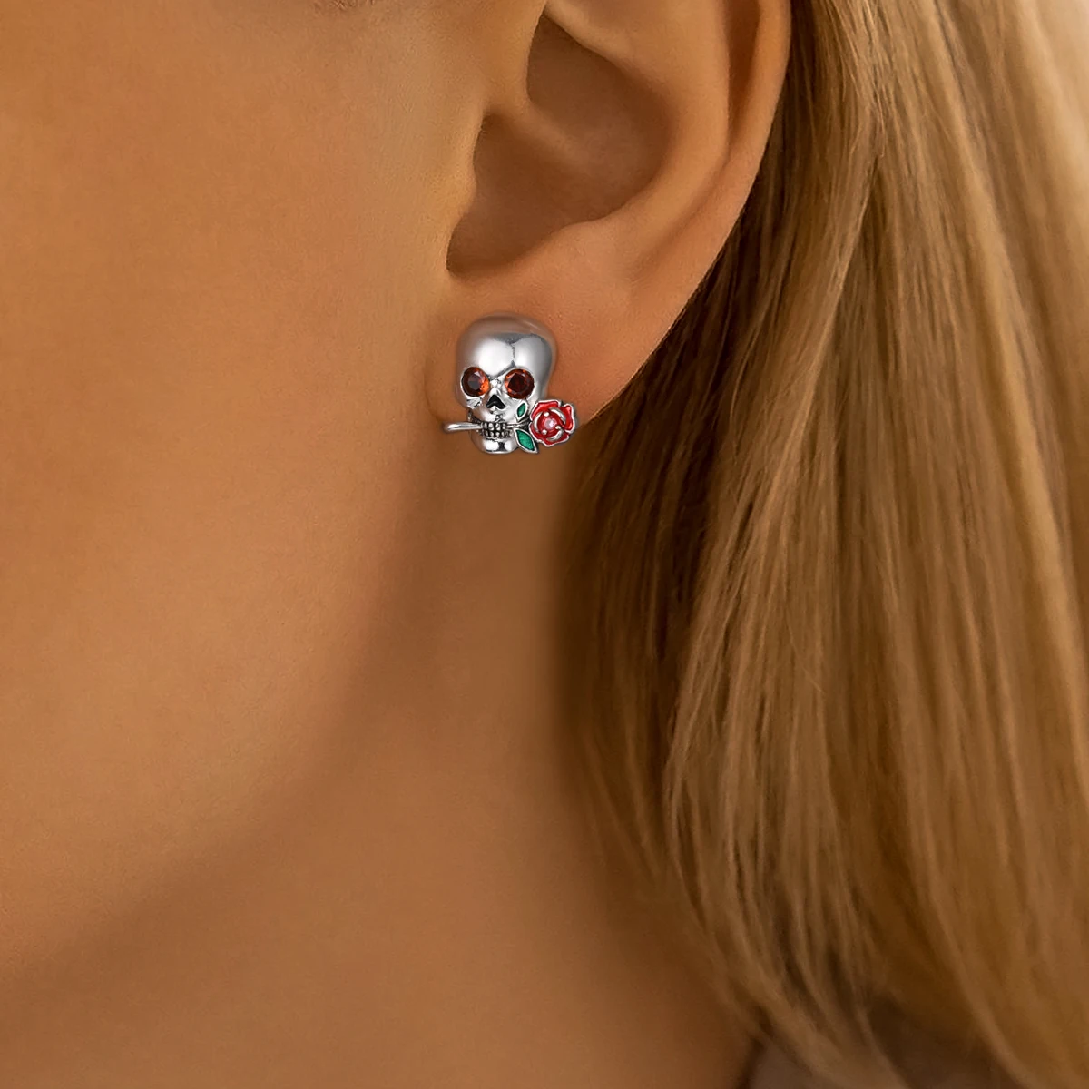 Amazing 925 Sterling Silver Black Spider & Shiny Bow Skull & Pumpkin Head Stud Earrings For Halloween Party Fine Jewelry Gift view 2