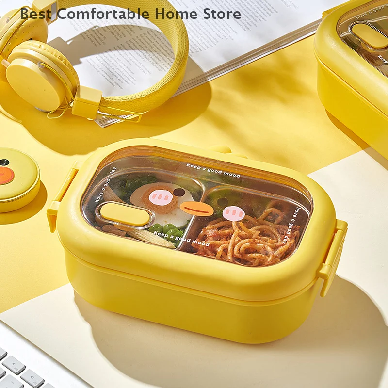 Stainless Steel Lunch Box Kids School Kawaii Bento Box Portable Sealed Food Storage Container For Primary Student/Office Worker