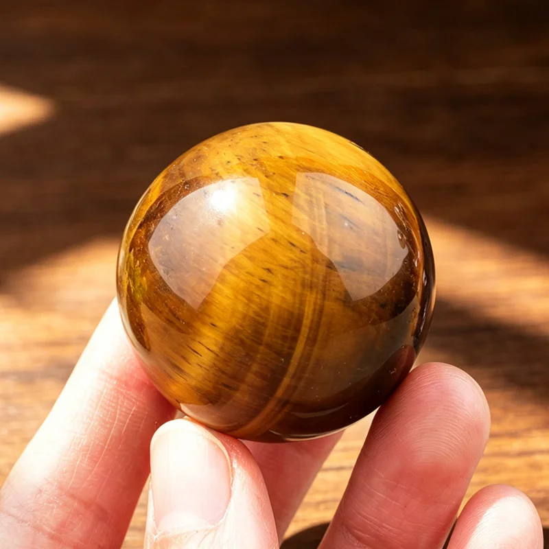1PC Natural Tigers Eye Crystal Ball with Wooden Base Reiki Healing Stone Sphere Home Decor Ornament view 6