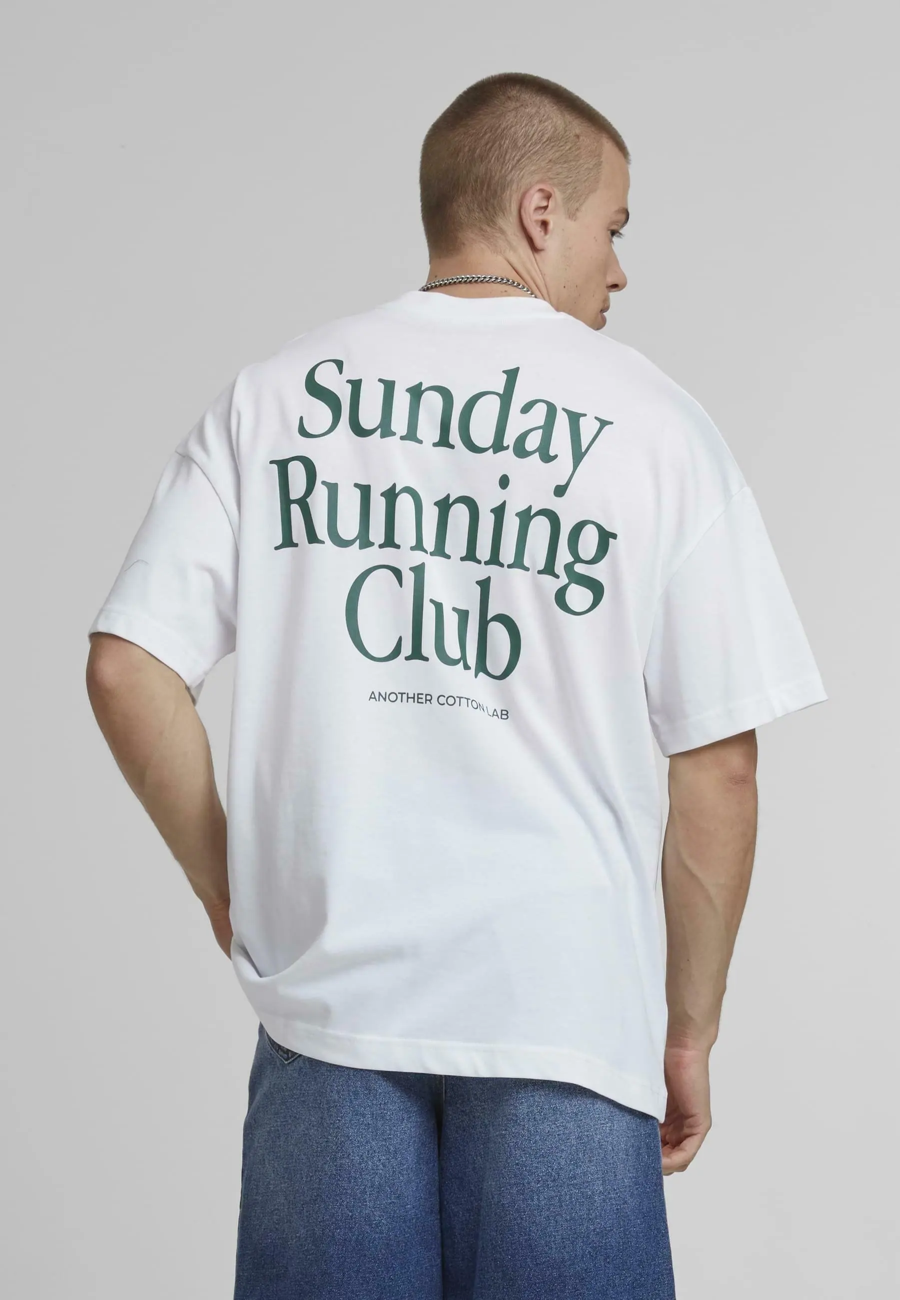 Sunday Running Club T-shirt Oversized Unisex Streetwear Trendy Cotton Printed Cotton Neutral O-Neck Short Sleeve Couples Classic