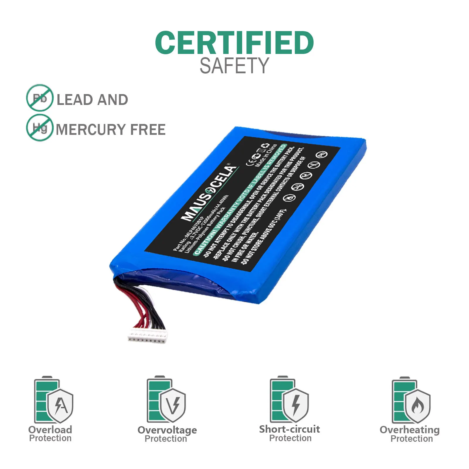 Diagnostic Scanner Battery For Autel:Maxisys MS906BT,Maxisys MS906TS,MS906S,MS906BT,MS906TS,MLP4670B1P,12000mAh / 44.40Wh,3.70V