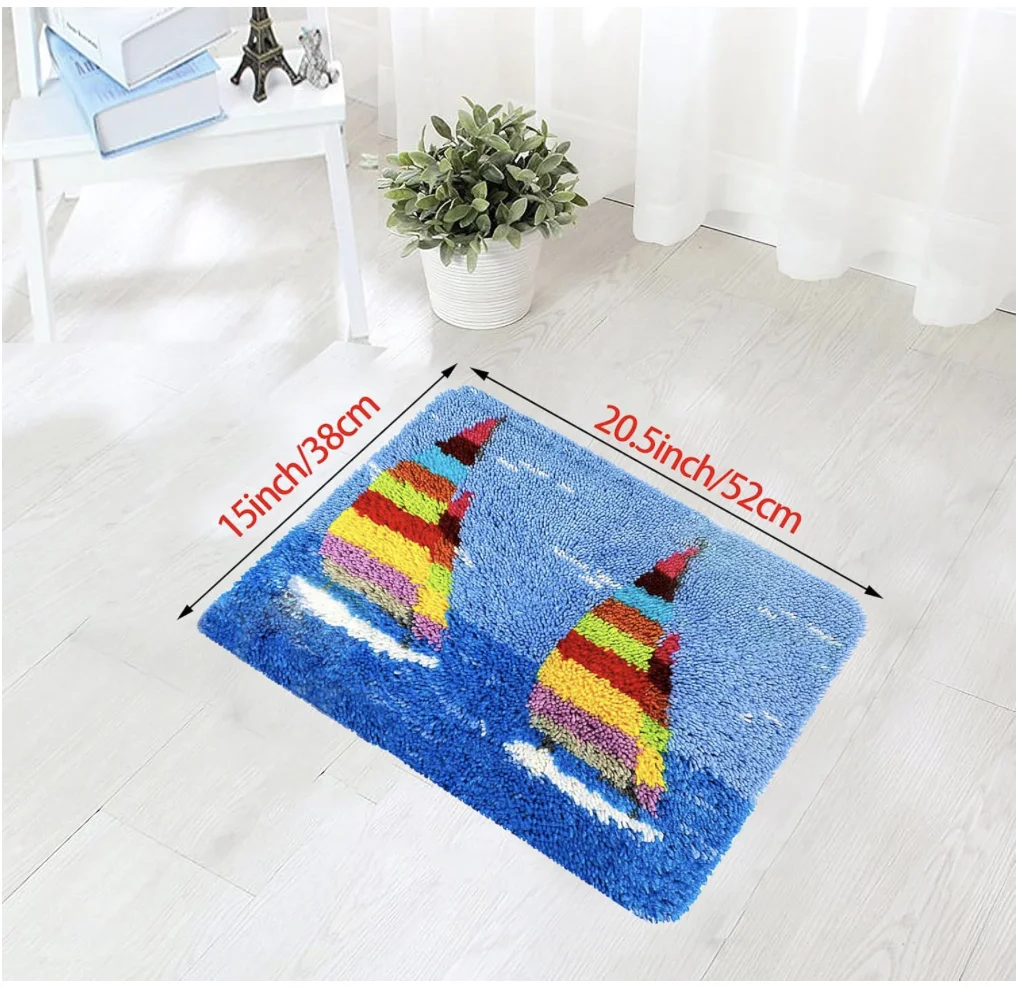 Latch Hook Rug Kit Sailboat 20.5X15inch (52Cm X 38Cm)