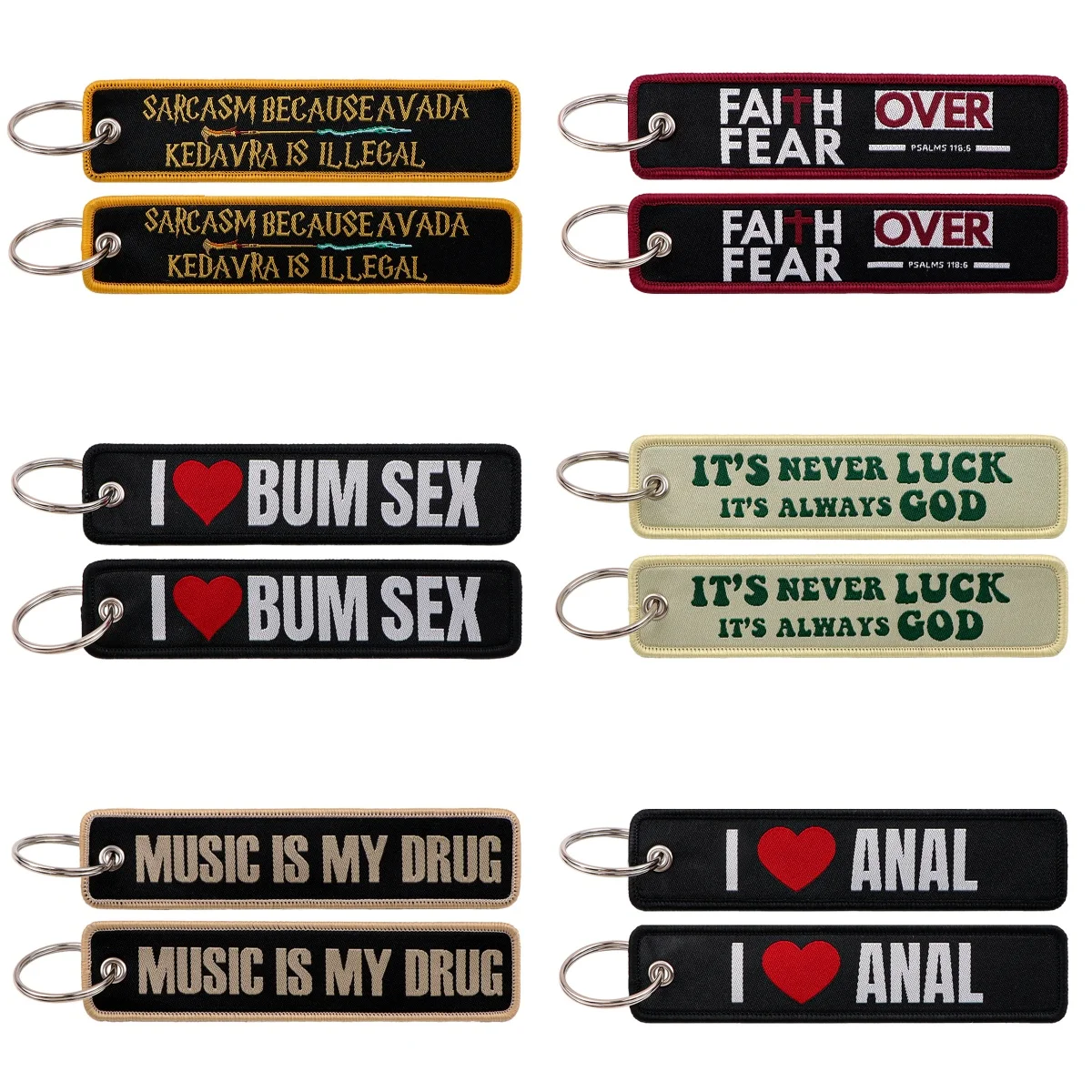 Funny Quotes Embroidery Key Fobs Humorous Key Tags Keychain for Motorcycle Cars Key Holder Chaveiro Friends Gift