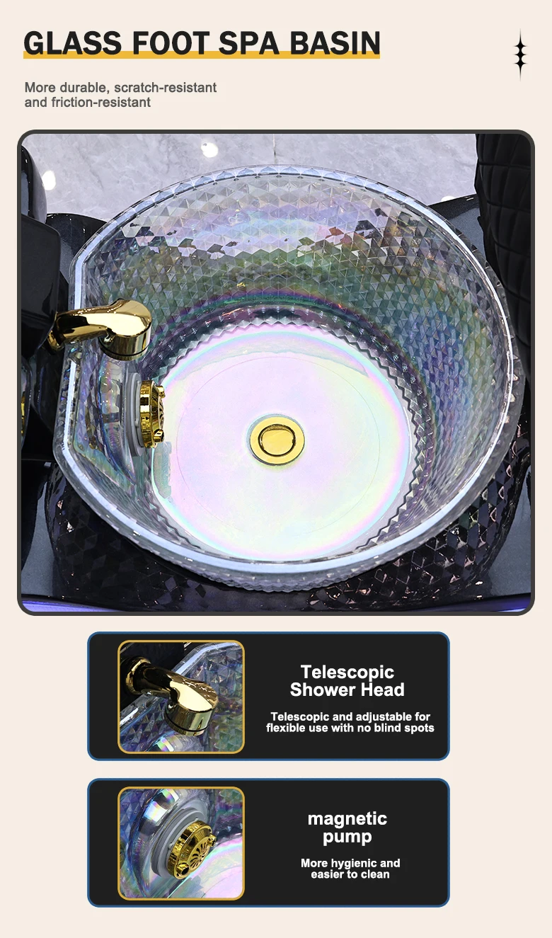 Elektrischer Pediküre-Spa-Stuhl mit LED-Licht, Rückenmassage PU-Leder Maniküre-Pediküre-Sofa für Nagelstudio-Einrichtung – Detail 8