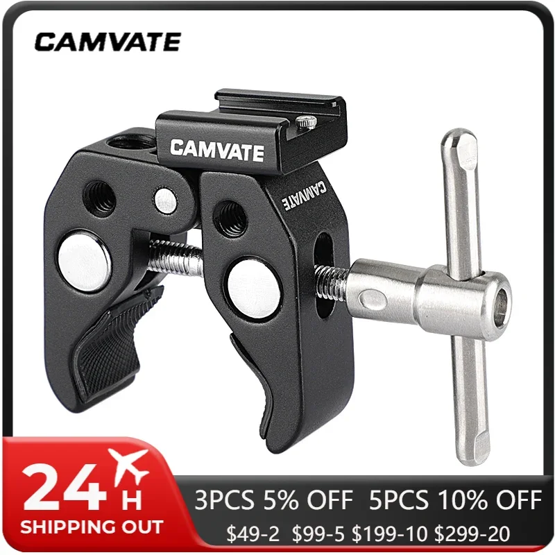 CAMVATE Super Clamp 1/4 "3/8" ด้าย & รองเท้าเย็นสำหรับ Monitor ขาตั้งไมโครโฟน Led แฟลชวิดีโออุปกรณ์เสริม