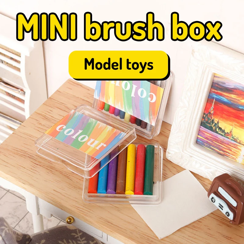 1Box 1:12 Dollhouse Miniature Crayon Color Pencil Sketch Pen Drawing Scene Decor Toy Doll House Accessories