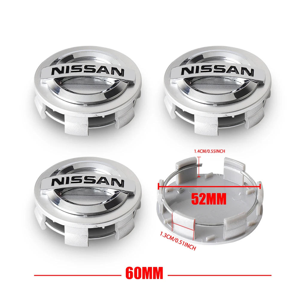 4PCS 54MM/60MM Car Wheel Center Hub Caps Covers Badge For Nissan Nismo Qashqai J10 J11 Juke Micra XTrail Leaf Murano Pulsar Leaf