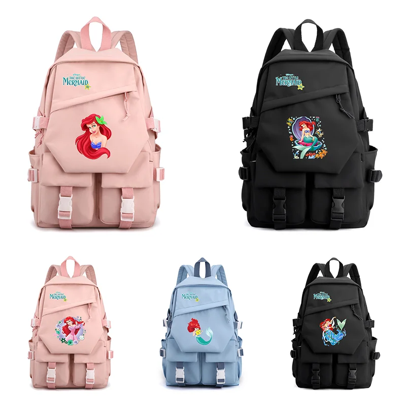 

Disney The Little Mermaid Girls Kids School Book Bags Women Bagpack Teenagers Student Travel Mens Shoulder Bag Cartoon Rucksack