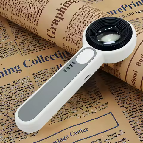 60X Handheld Magnifying Glass Rechargeable Magnifier with 8LED Light K9 Optical Glass Lens for Seniors Reading Jewelry Repair
