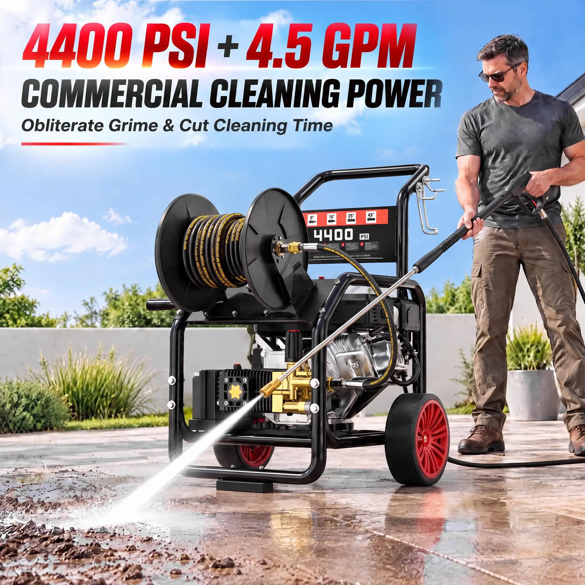 4400 PSI Electric Start Gas Pressure Washer,4.5 GPM,420cc Engine