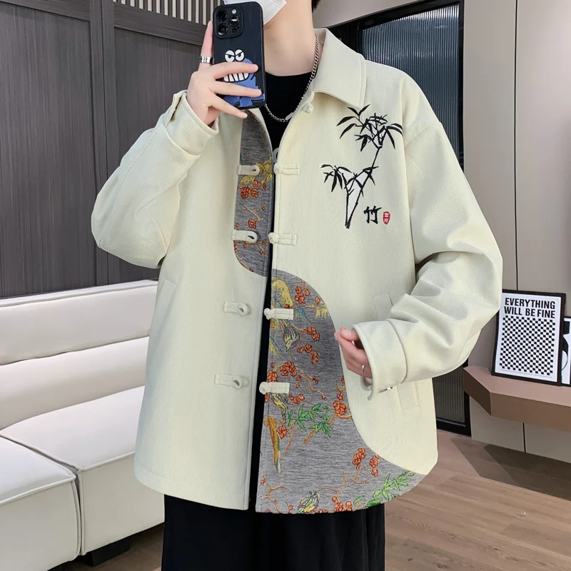 

New Chinese Sle Men's Jaet Autumn 2025 Youth Trendy irt Collar Coat Faionable Slim Fit Windproof Long Sve Casual Wear