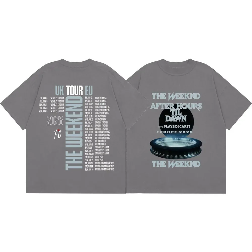 2026 Summer  Weeknd After Hours Til Dawn Tour Merch T Shirts Fashion Short Sleeve T-shirts Men Women Casual Cotton T-shirt