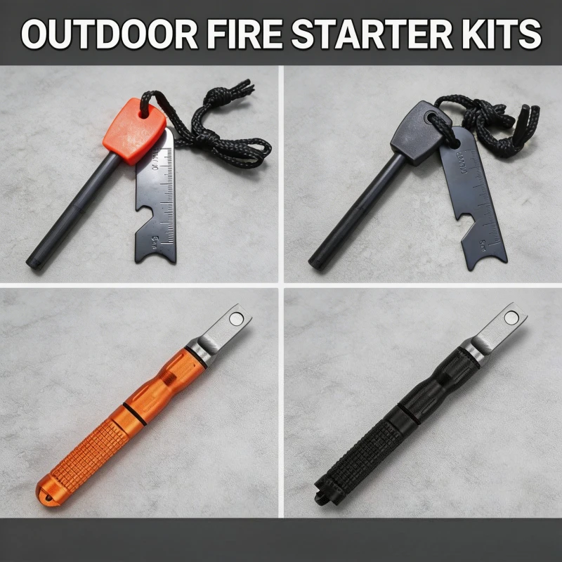 New Solid Magnesium Fire Starter, High-Purity Flint Rod with Bottle Opener & Ruler Scraper, Survival Tool for Camping Hiking