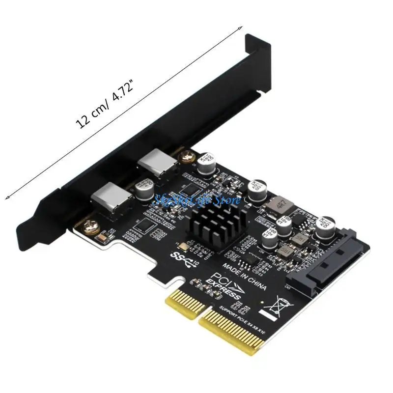 E65E Super Speed ​​PCI-E a USB 3.1 2 puertos PCI-Express Expansion Card 15Pin