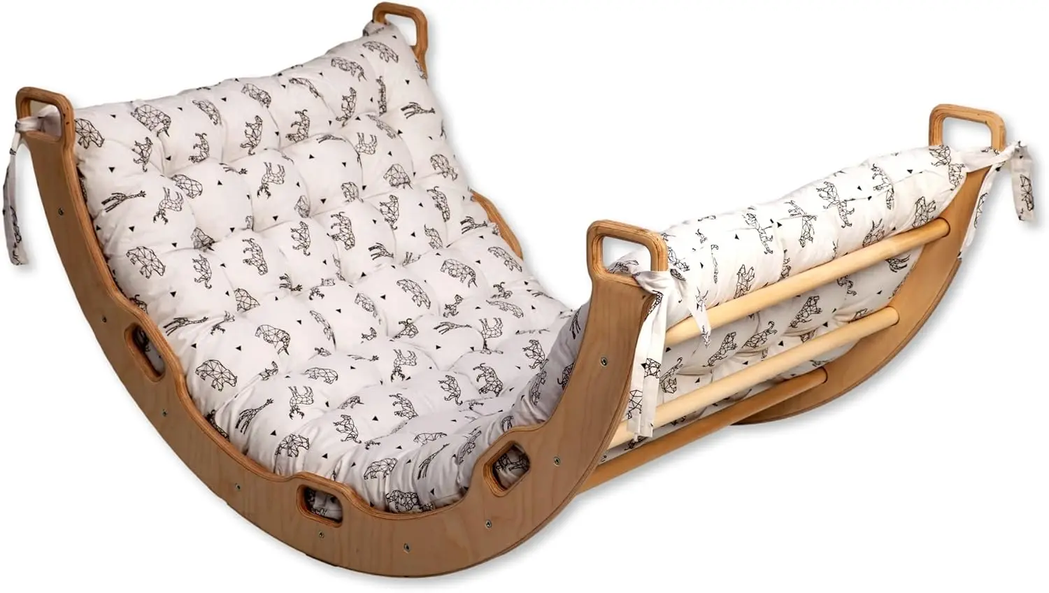 Climbing ARCH | Wooden Climbing Montessori Rocker ARCH | Large Arch with Origami Pillow | Wooden Climbing Arch with Cushion