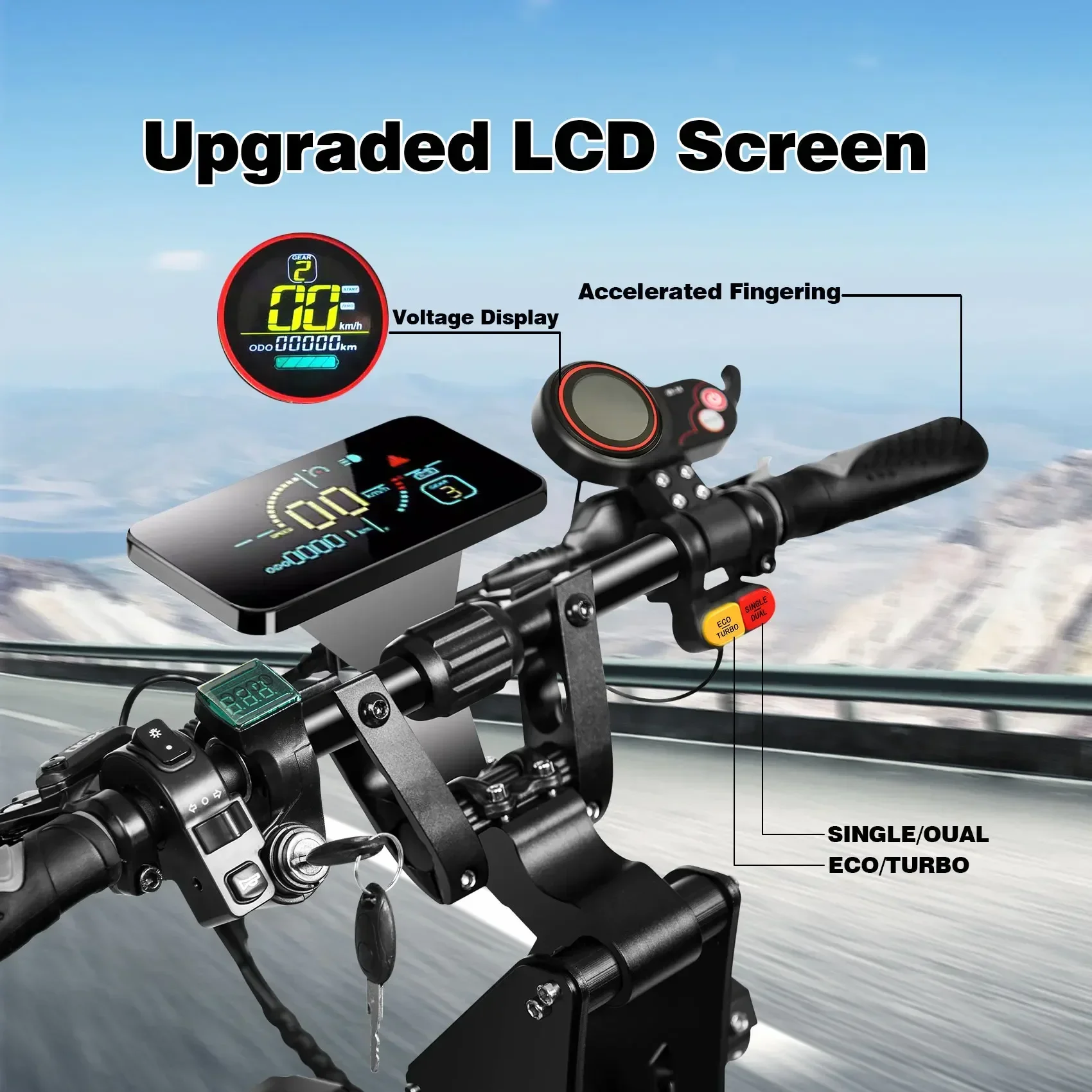 X8 PRO 8000 واط محرك مزدوج 60 فولت سكوتر كهربائي 14 بوصة إطارات كبيرة على الطرق الوعرة السرعة القصوى 95 كم/ساعة شاشة الكريستال السائل للطي Escooter مع مقعد