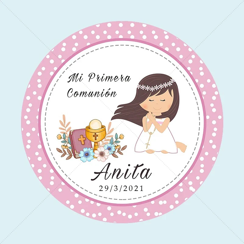 Personalized Baby Baptism Sticker, Custom Stickers for Boys and Girls, My First Communion, 100 PCs, 3-7cm