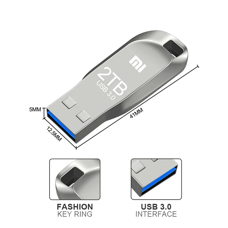 Xiaomi-Mini clé USB en métal haute vitesse, clé USB portable, stockage de mémoire étanche, disque U, USB 3.0, 1 To, 512 Go, 2 To